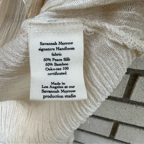 Savannah Morrow Silk Bamboo Cream Crinkle Fabric Blazer Cardigan Top - Picture 8 of 10